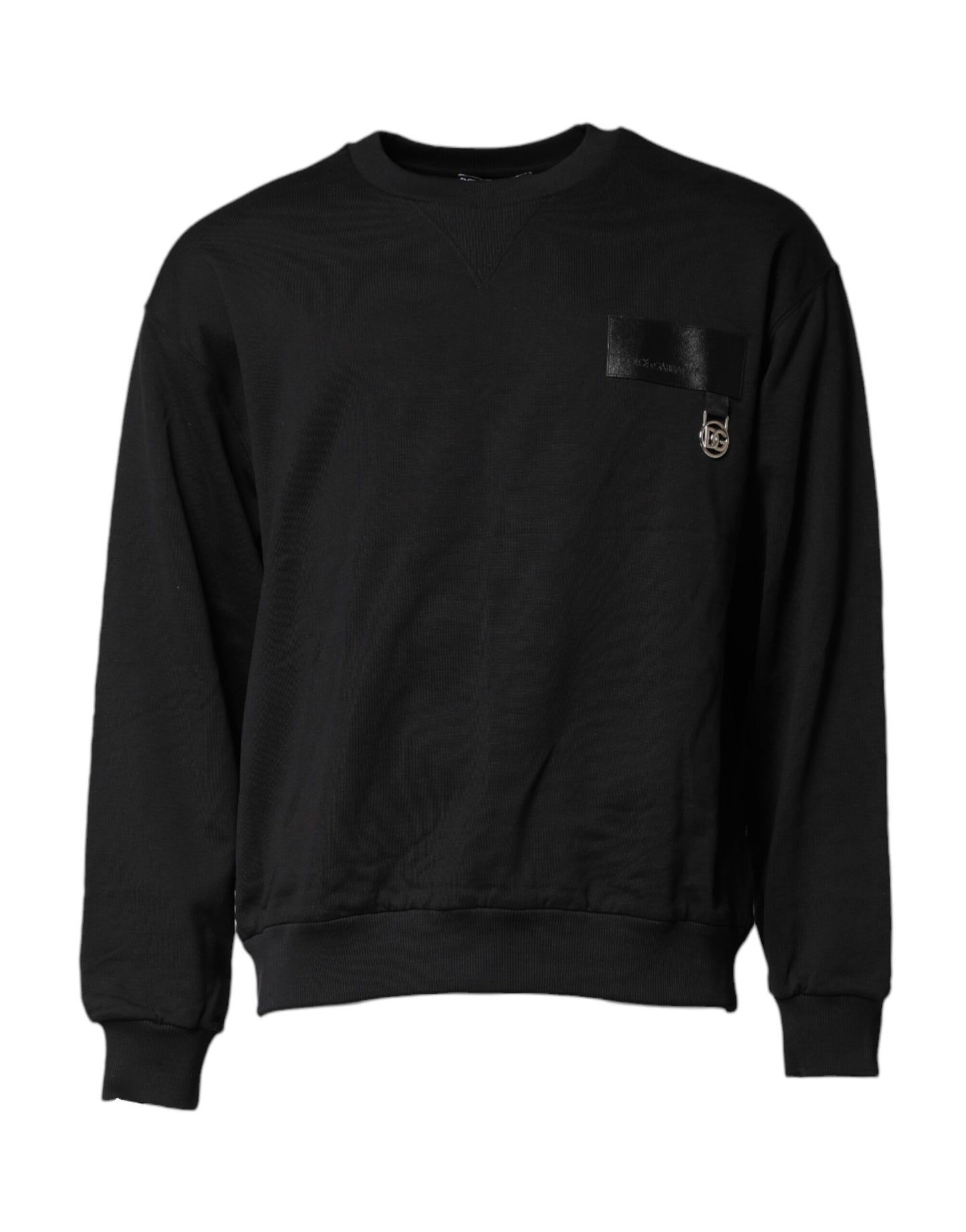 Dolce &amp; Gabbana – Schwarzes Sweatshirt mit Rundhalsausschnitt und DG-Logo