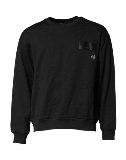 Dolce &amp; Gabbana – Schwarzes Sweatshirt mit Rundhalsausschnitt und DG-Logo