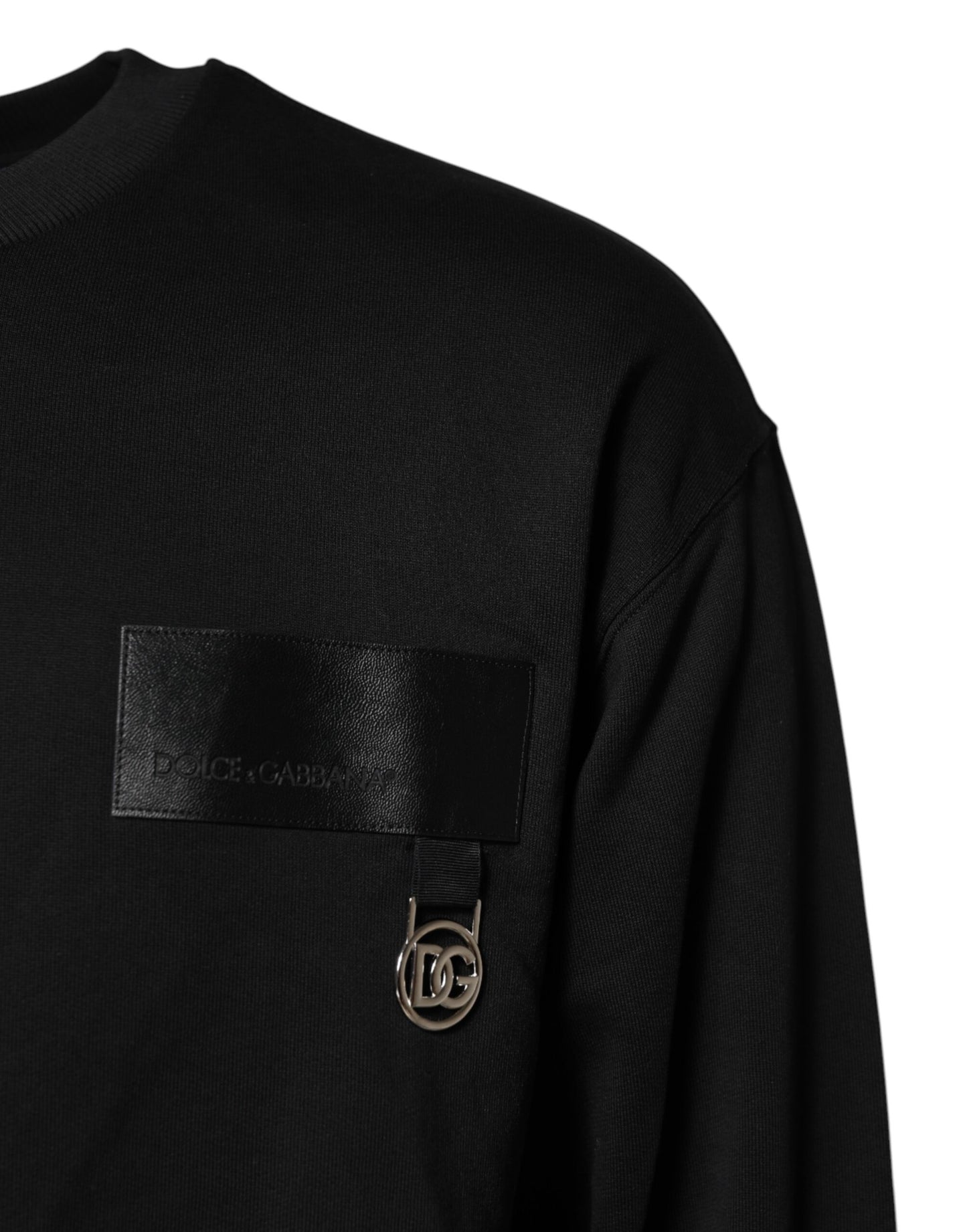 Dolce &amp; Gabbana – Schwarzes Sweatshirt mit Rundhalsausschnitt und DG-Logo
