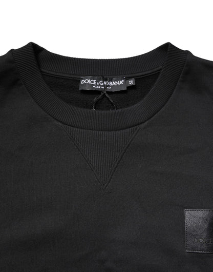 Dolce &amp; Gabbana – Schwarzes Sweatshirt mit Rundhalsausschnitt und DG-Logo