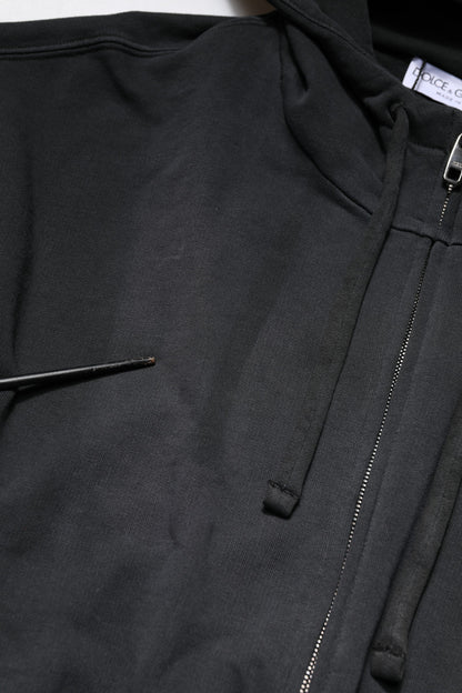 Dolce &amp; Gabbana Schwarzes Logo Full Zip Kapuzenpullover Herren