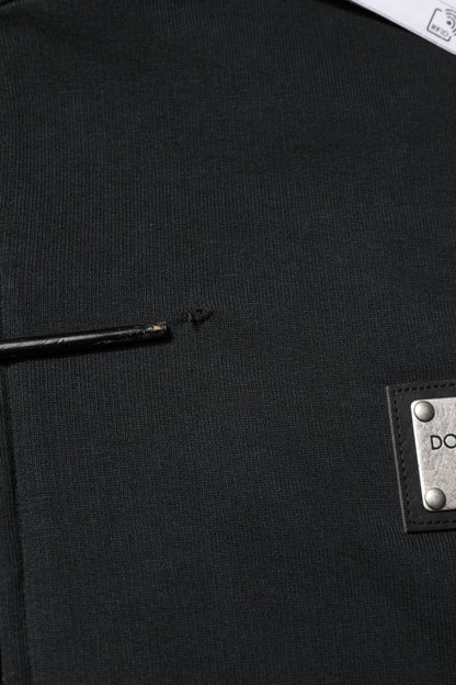 Dolce &amp; Gabbana Schwarzes Logo Full Zip Kapuzenpullover Herren