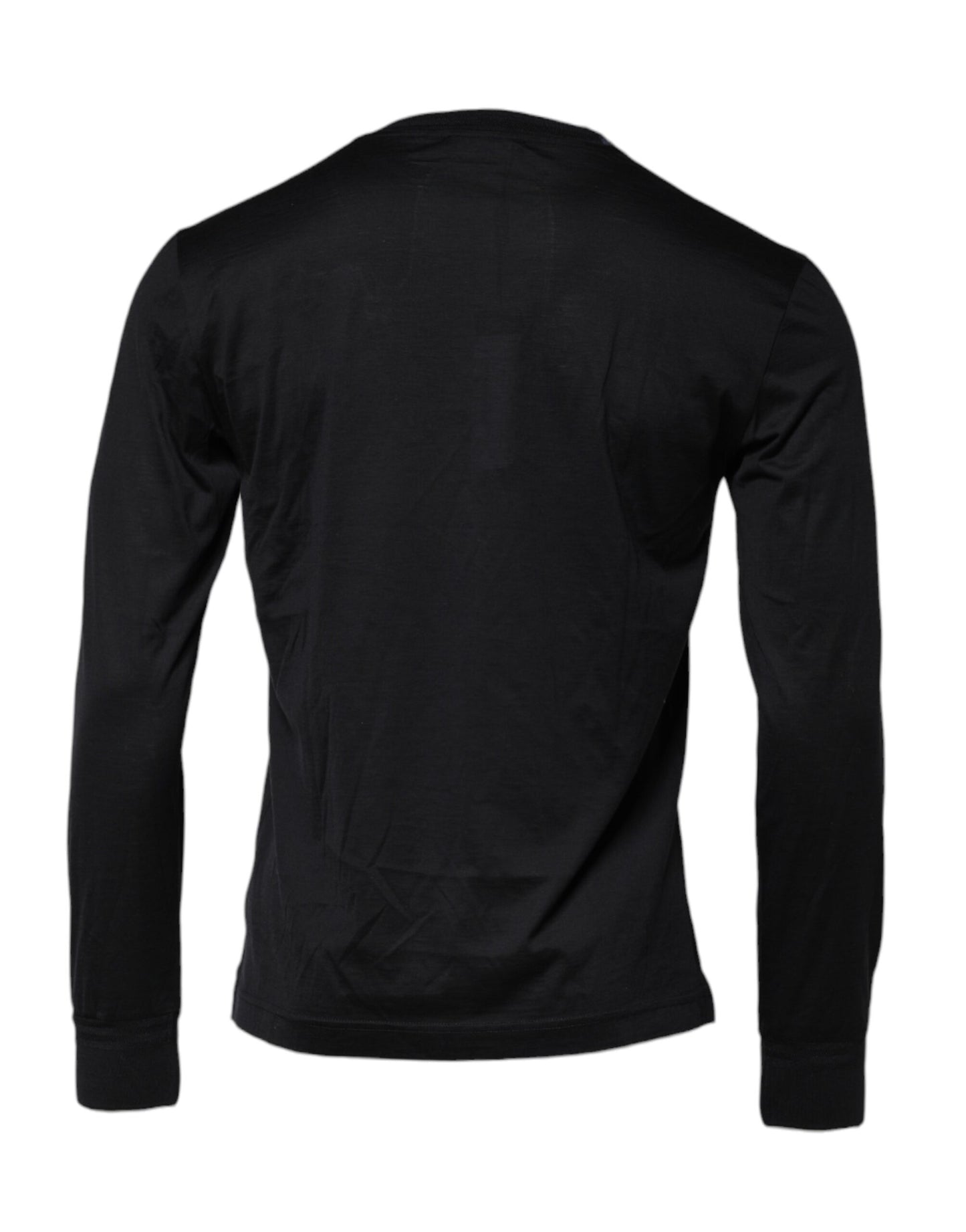 Dolce &amp; Gabbana Dunkelblauer Seidenpullover mit Rundhalsausschnitt für Herren