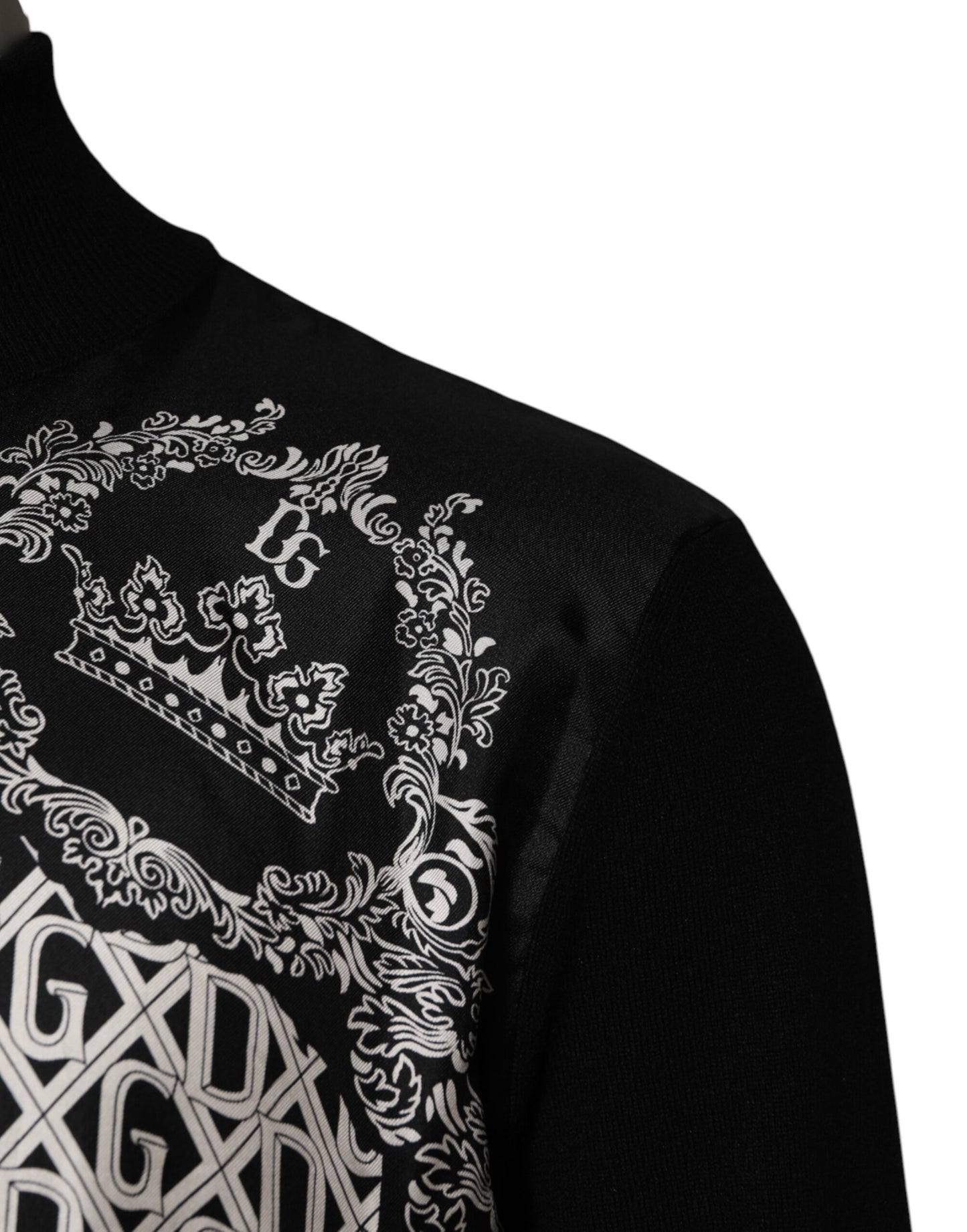 Dolce &amp; Gabbana – Schwarz-weißer Pullover mit durchgehendem Reißverschluss und Bandana-Print