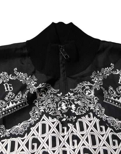 Dolce &amp; Gabbana – Schwarz-weißer Pullover mit durchgehendem Reißverschluss und Bandana-Print