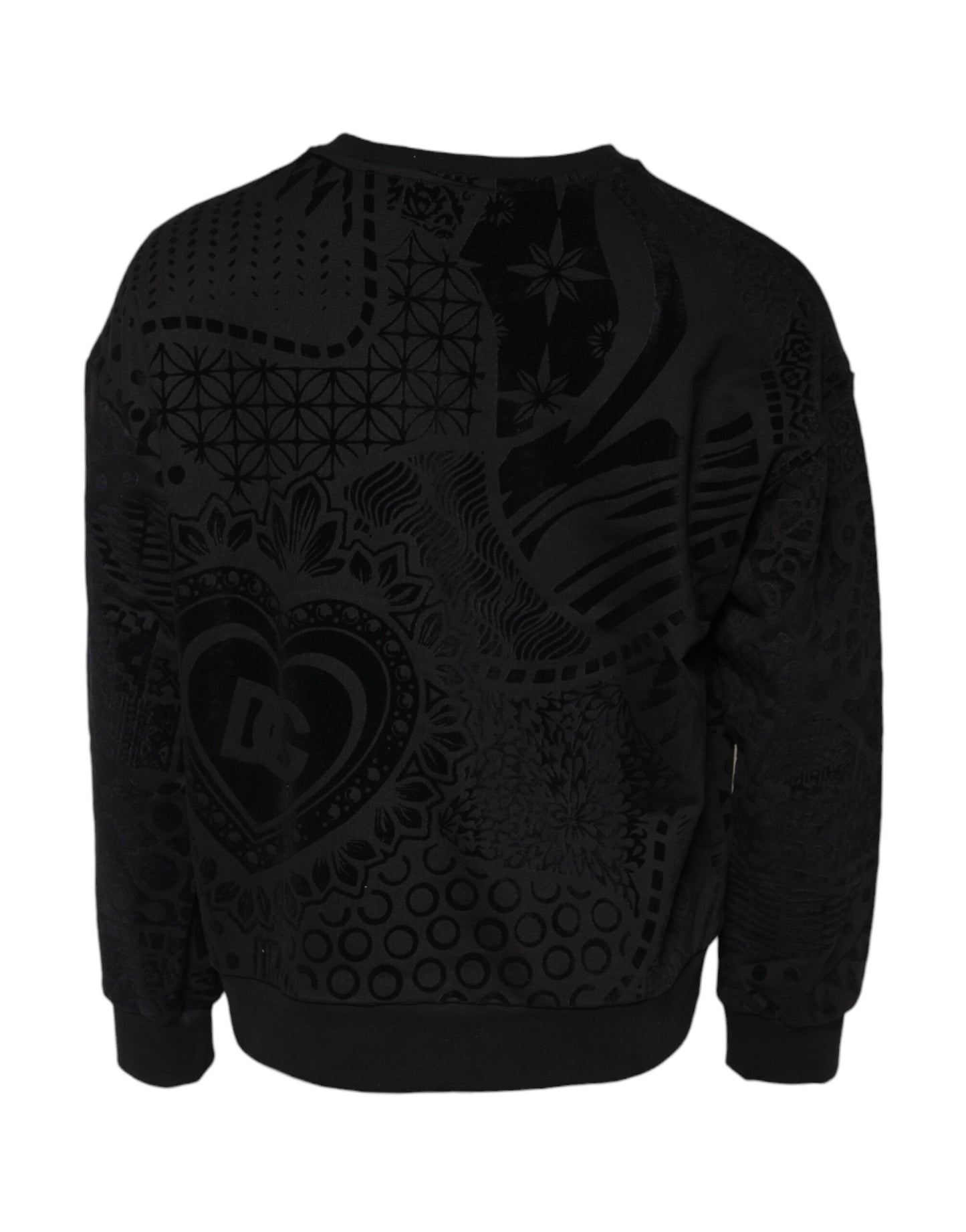Dolce & Gabbana Black Printed Crew Neck Sweatshirt Sweater