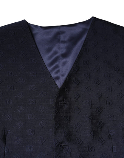 Dolce &amp; Gabbana Dunkelblaue Weste aus Wolle mit Logo für formelle Herren