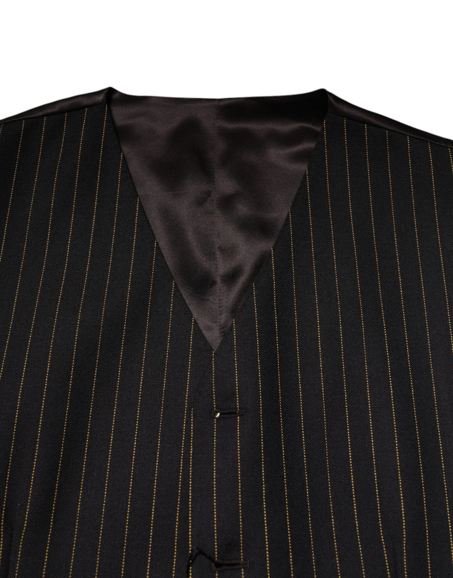 Dolce & Gabbana Black Stripes Wool Formal Men Waistcoat Vest