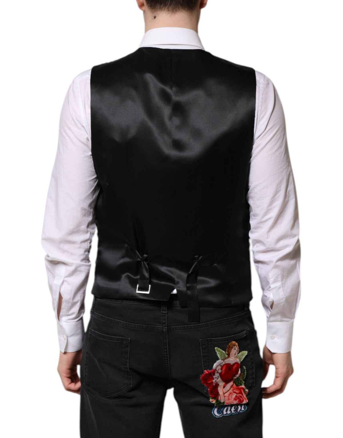 Dolce &amp; Gabbana Rote Weste aus floralem Brokat für formelle Herren