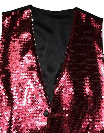 Dolce &amp; Gabbana Rote Weste mit Pailletten für formelle Anlässe für Herren