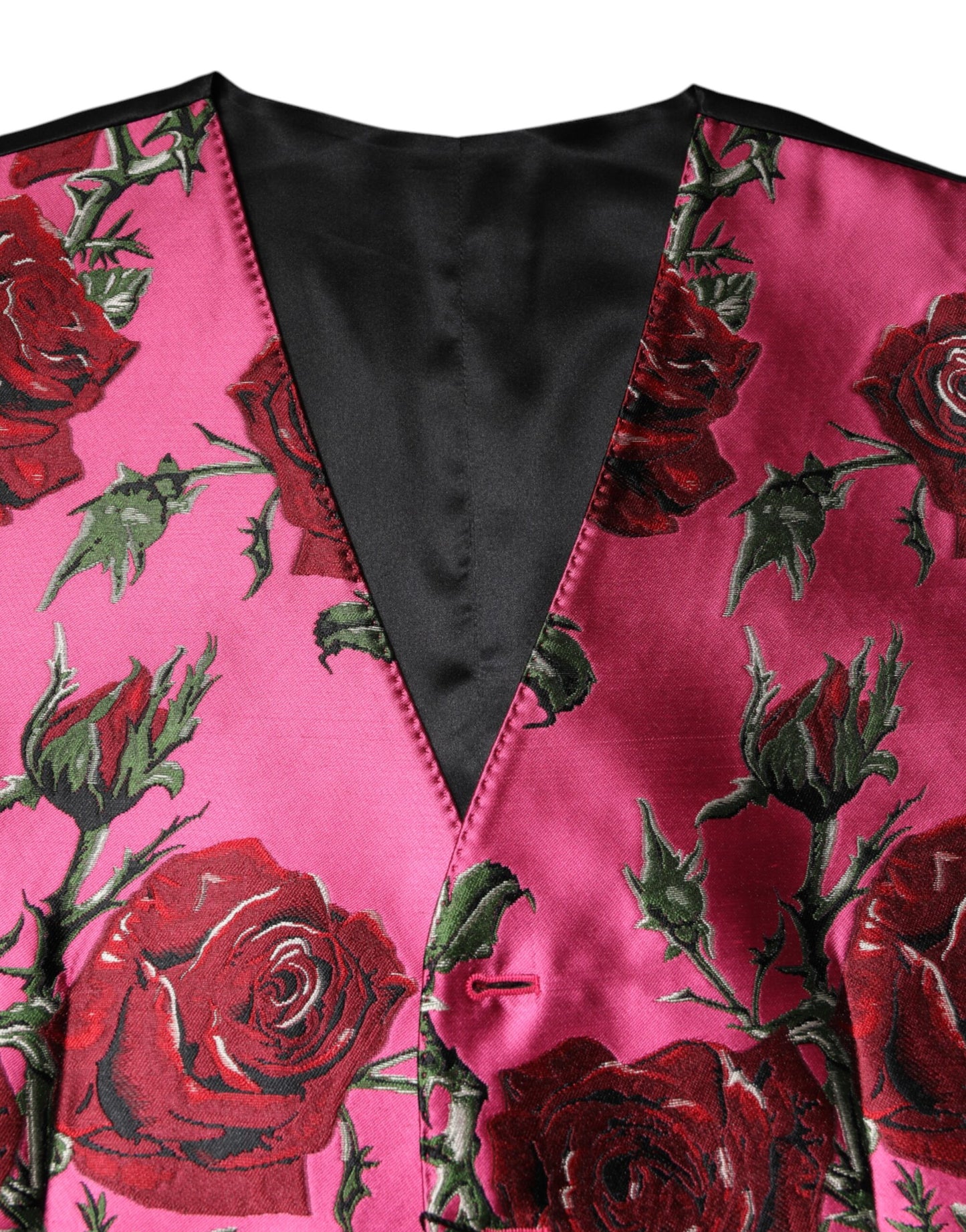 Dolce &amp; Gabbana Rosa florale Satin-Weste für formelle Herren