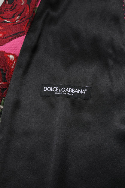 Dolce &amp; Gabbana Rosa florale Satin-Weste für formelle Herren