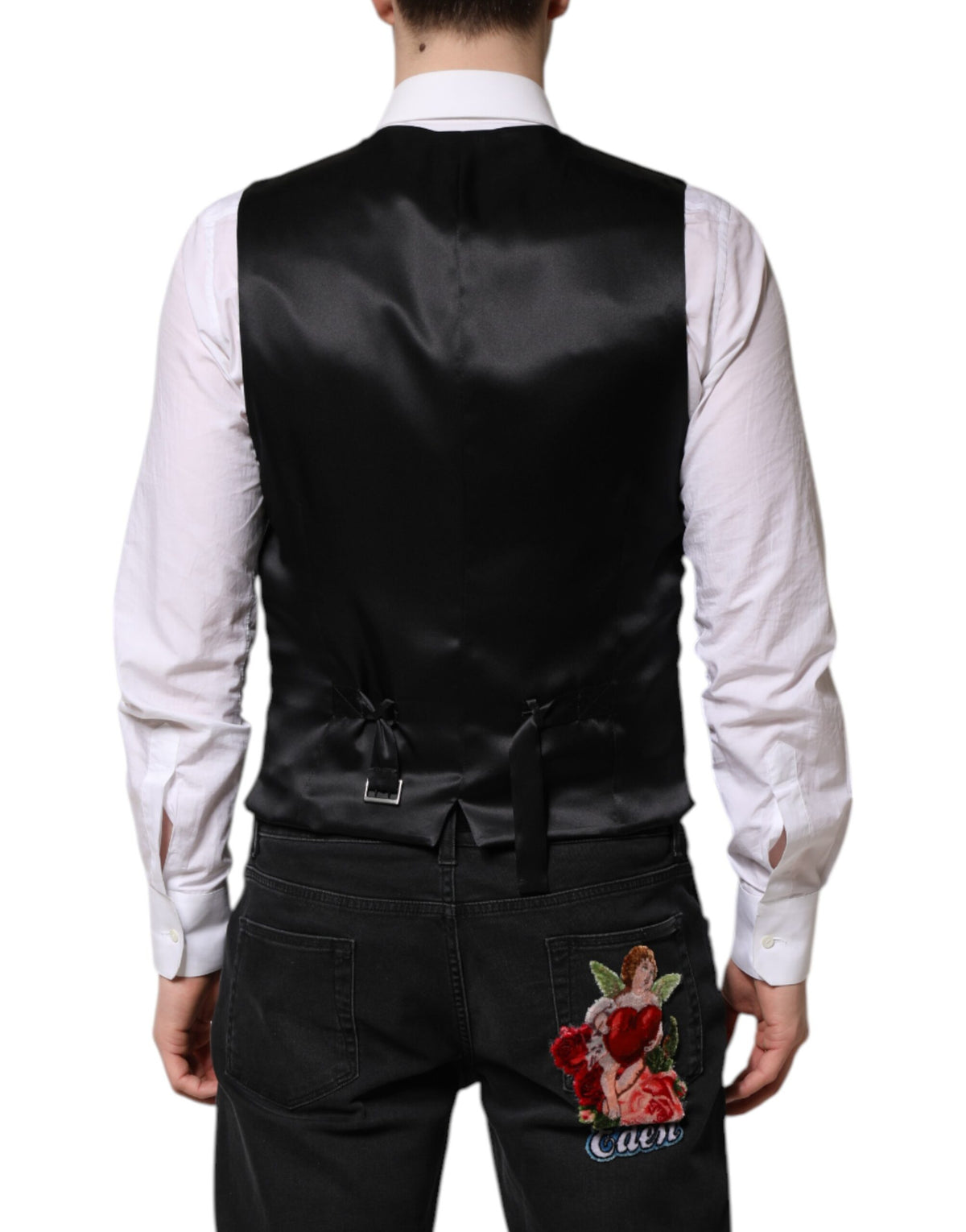 Dolce &amp; Gabbana Rote Weste aus floralem Brokat für formelle Herren