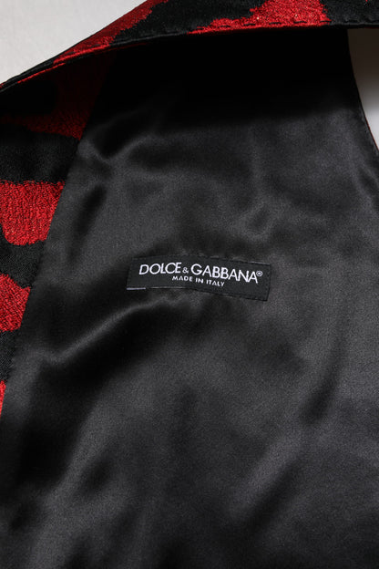Dolce &amp; Gabbana Rot Schwarz Streifen Kleid Formale Weste