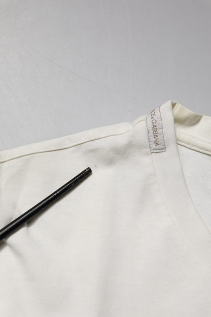 تي شيرت دولتشي آند غابانا أبيض قطني بطبعة شعار باندانا