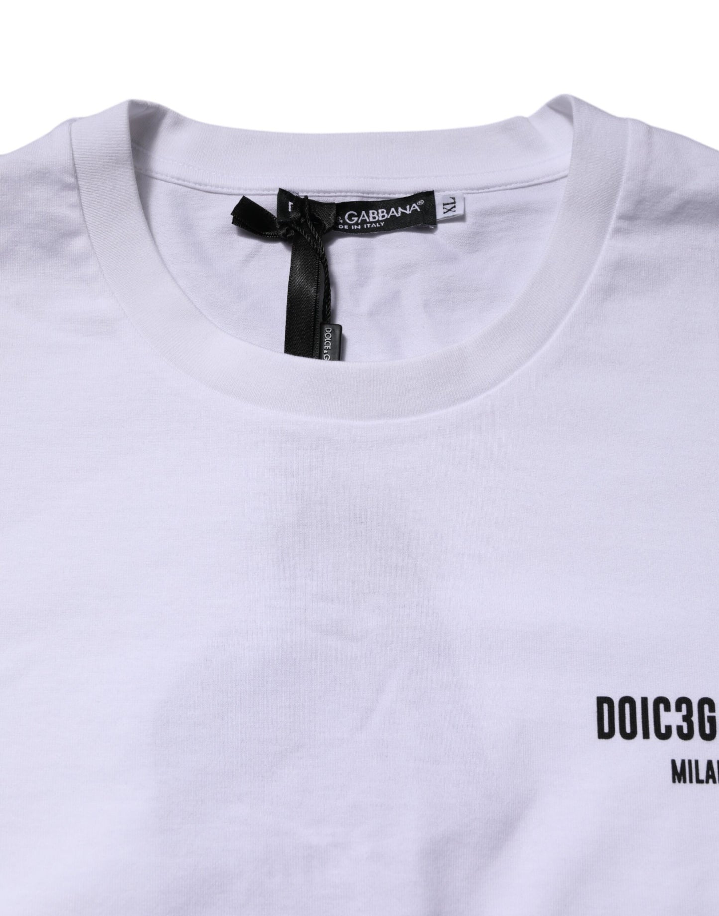 Dolce &amp; Gabbana – Weißes Baumwoll-T-Shirt mit Rundhalsausschnitt und Logo-Print