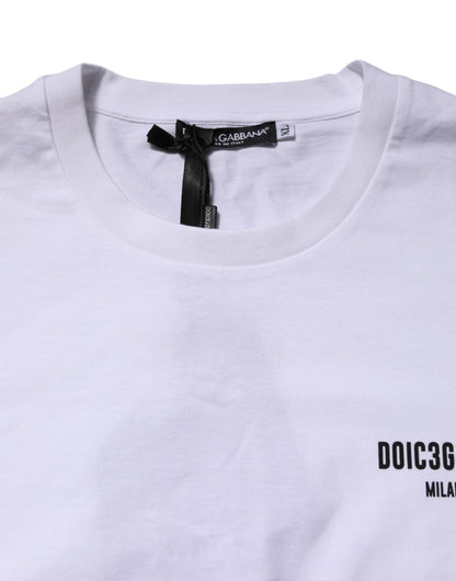 Dolce &amp; Gabbana – Weißes Baumwoll-T-Shirt mit Rundhalsausschnitt und Logo-Print