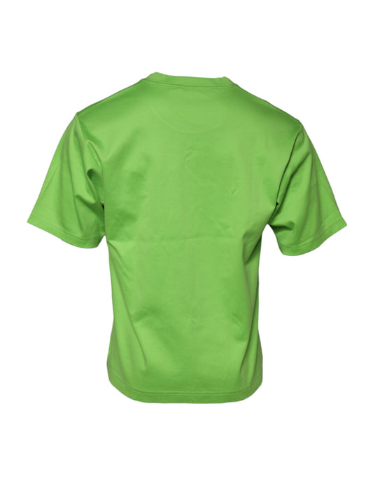 Dolce &amp; Gabbana – Grünes T-Shirt mit Rundhalsausschnitt und grafischem Aufdruck