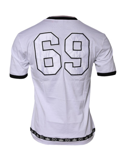 Dolce &amp; Gabbana – Weißes Baumwoll-T-Shirt mit Kronenkönig-Stickerei