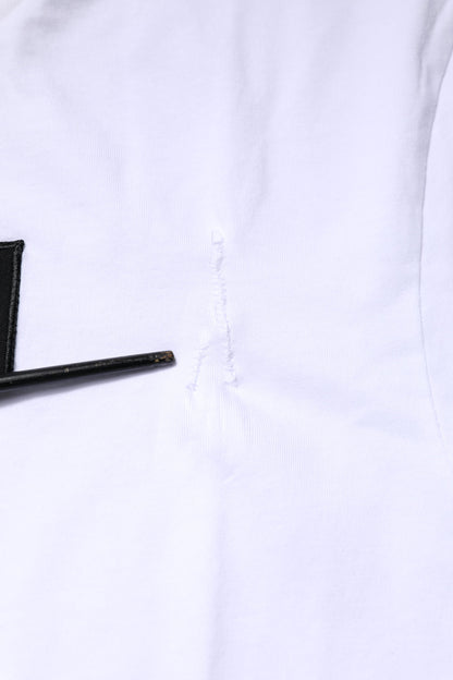 Dolce &amp; Gabbana – Weißes Baumwoll-T-Shirt mit Rundhalsausschnitt und Logo-Patch