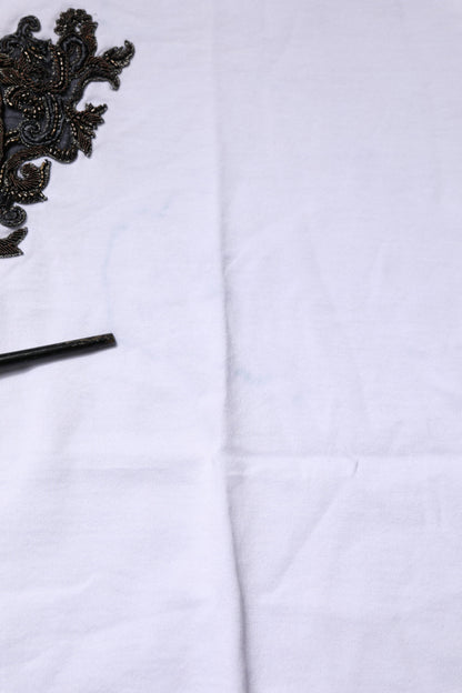 Dolce &amp; Gabbana – Weißes T-Shirt aus bestickter Baumwolle mit Rundhalsausschnitt