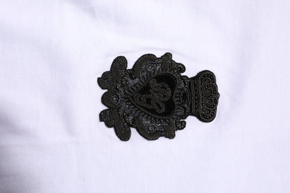 Dolce &amp; Gabbana – Weißes Baumwoll-T-Shirt mit DG-Kronenstickerei