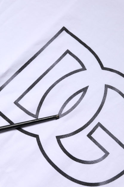 Dolce &amp; Gabbana – Weißes T-Shirt mit kurzen Ärmeln und DG-Logo-Print