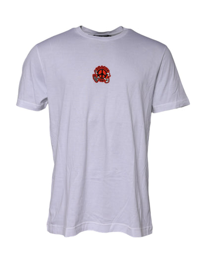 Dolce &amp; Gabbana – Weißes T-Shirt mit kurzen Ärmeln und DG LOVE-Patch