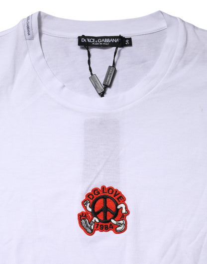 Dolce &amp; Gabbana – Weißes T-Shirt mit kurzen Ärmeln und DG LOVE-Patch
