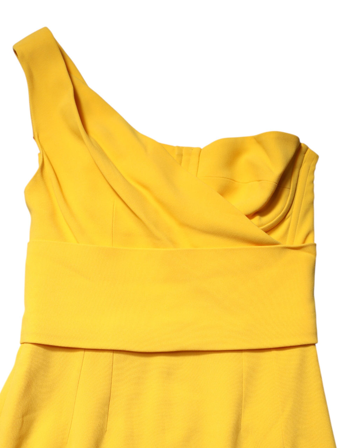 Dolce &amp; Gabbana – Gelbes Midikleid mit One-Shoulder-Träger und seitlichem Schlitz