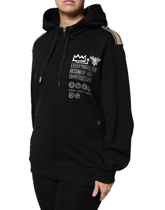 Dolce &amp; Gabbana – Schwarze Sweatshirtjacke mit durchgehendem Reißverschluss und Kapuze