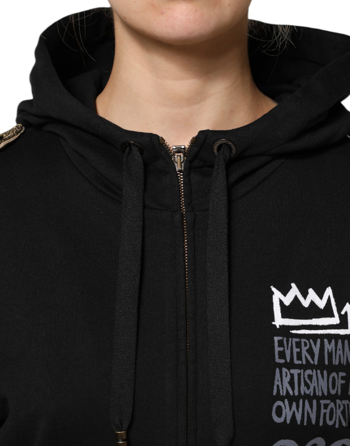Dolce &amp; Gabbana – Schwarze Sweatshirtjacke mit durchgehendem Reißverschluss und Kapuze