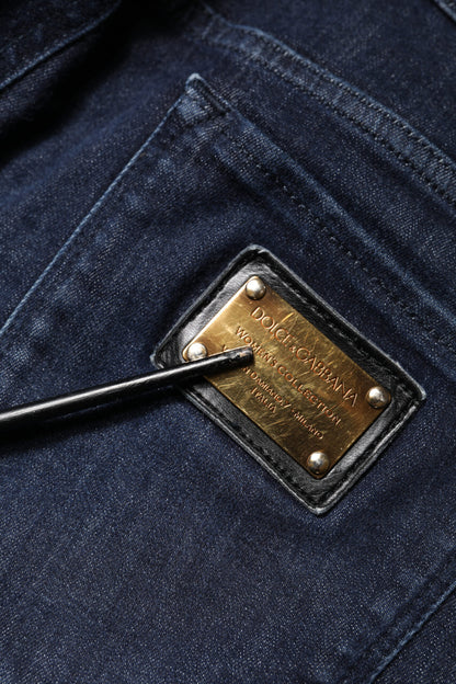 Dolce & Gabbana Dark Blue Cotton Skinny Cropped Denim Jeans