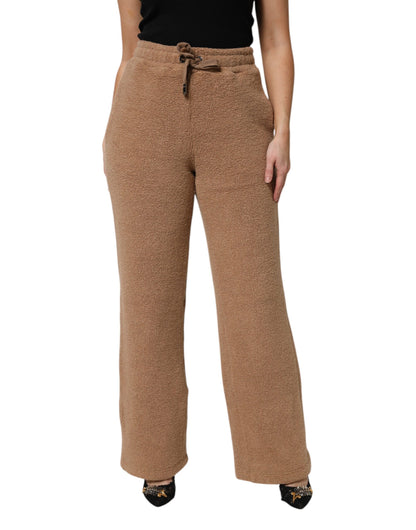 Dolce & Gabbana Brown Logo Plaque Sweatpants Straight Pants