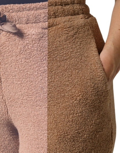 Dolce & Gabbana Brown Logo Plaque Sweatpants Straight Pants