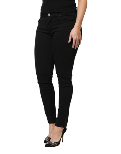 Dolce &amp; Gabbana – Schwarze Skinny-Jeans aus Baumwolle mit Logo und mittlerer Taille
