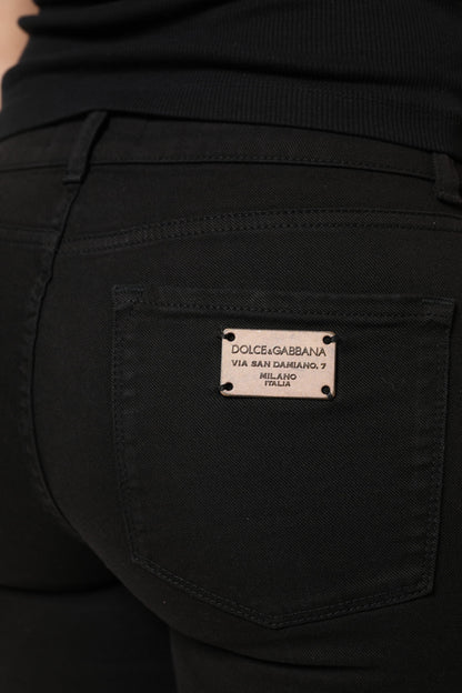Dolce &amp; Gabbana – Schwarze Skinny-Jeans aus Baumwolle mit Logo und mittlerer Taille