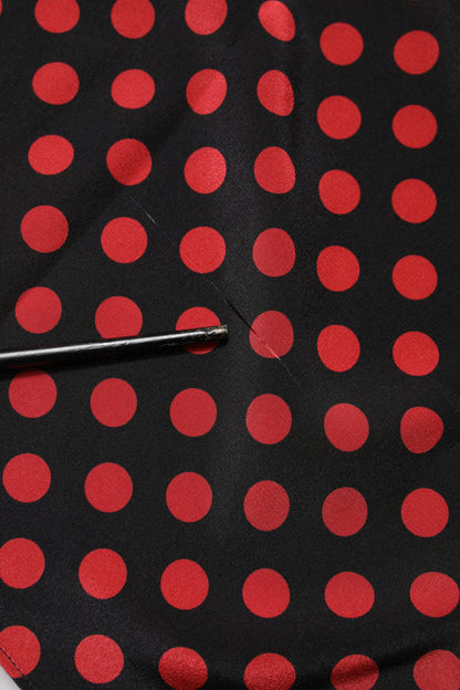 Dolce & Gabbana Black Red Polka Dot Silk Long Sleeves Top