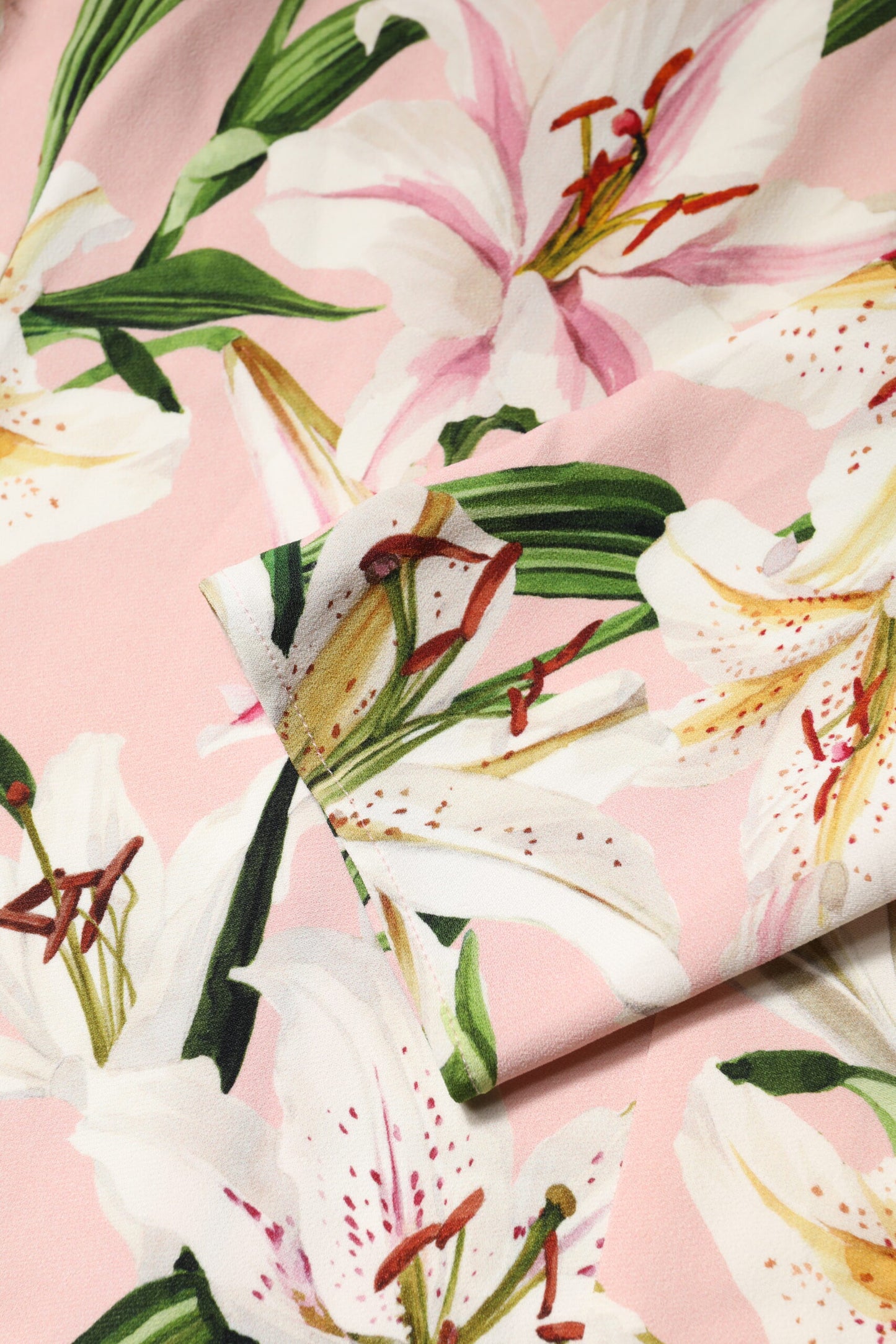 Dolce &amp; Gabbana – Blusentop aus Viskose mit Rundhalsausschnitt und rosa Lilienprint