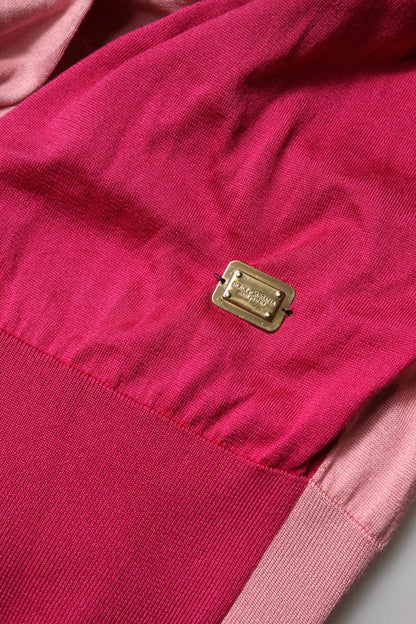 Dolce &amp; Gabbana – Rosafarbenes, kurzärmliges Oberteil mit geknöpftem Ascot-Kragen