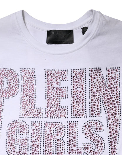Philipp Plein – Weißes, verziertes T-Shirt mit Rundhalsausschnitt und kurzen Ärmeln