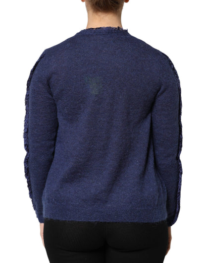 Ballantyne Dunkelblauer Langarm-Strickjacke-Pullover