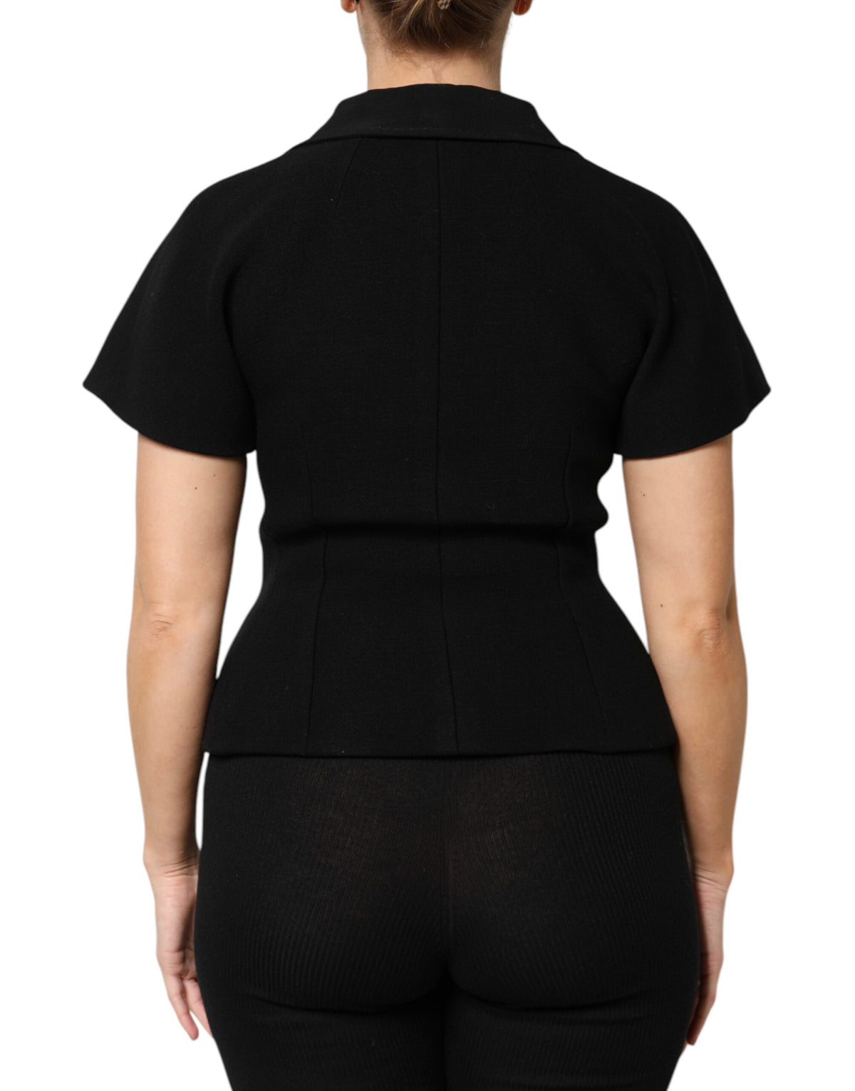 Dolce &amp; Gabbana – Zweireihige Manteljacke aus schwarzer Wolle