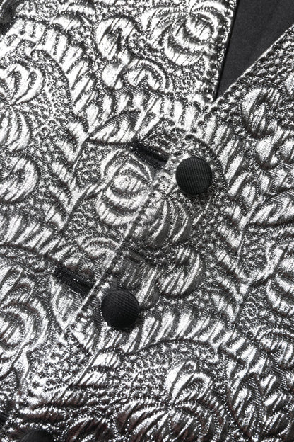 Dolce & Gabbana Silver Floral Jacquard Sleeveless Vest Top