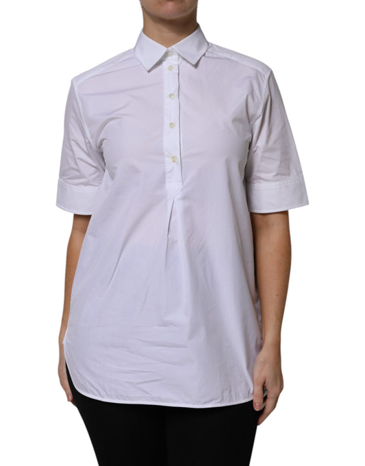 Dolce &amp; Gabbana – Weißes Poloshirt aus Baumwolle mit kurzen Ärmeln und Kragen