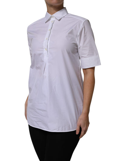Dolce &amp; Gabbana – Weißes Poloshirt aus Baumwolle mit kurzen Ärmeln und Kragen