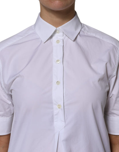 Dolce &amp; Gabbana – Weißes Poloshirt aus Baumwolle mit kurzen Ärmeln und Kragen