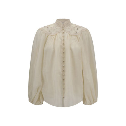 Zimmermann Bluse aus Ramie in Creme