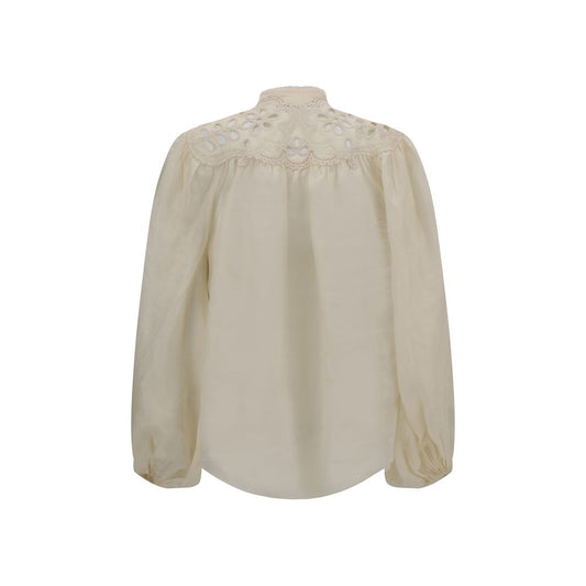 Zimmermann Bluse aus Ramie in Creme