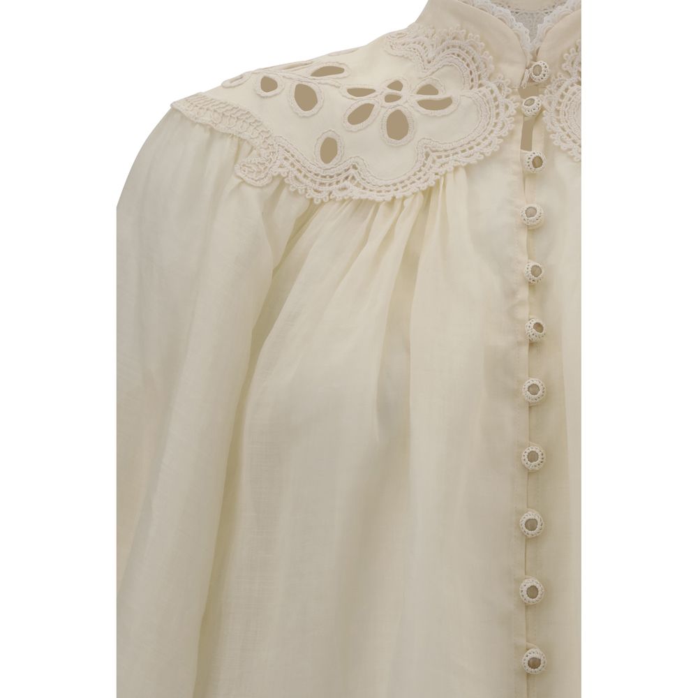 Zimmermann Bluse aus Ramie in Creme
